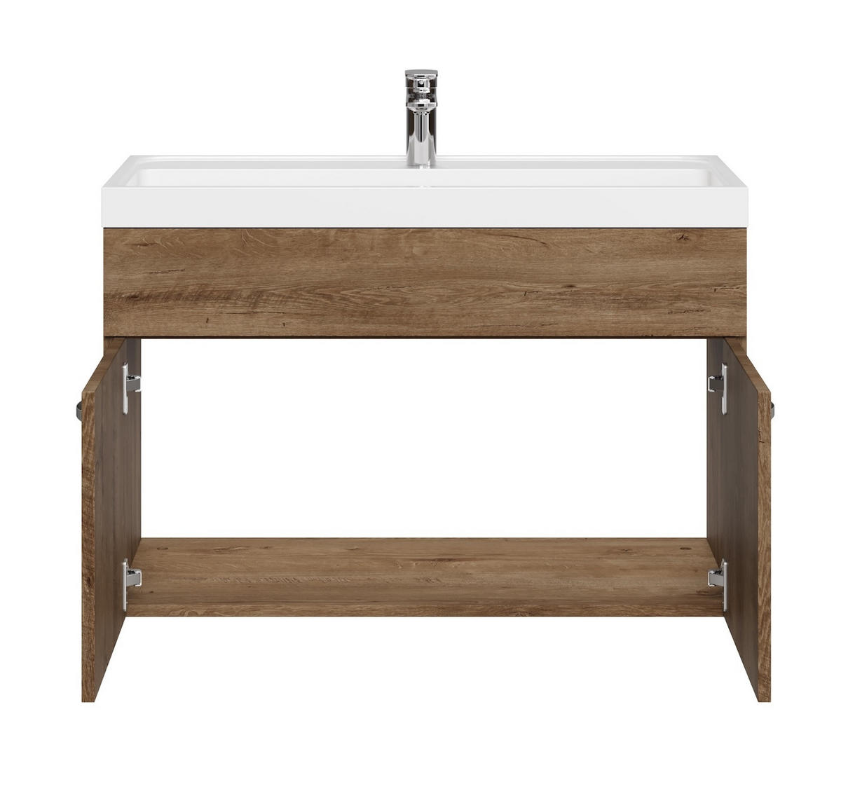 BADMÖBEL-SET Paso 2 Teile Braun Eiche - 80 x 35 x 55 cm - Eichefarben/Braun, Holz (80/55/40cm) - Badplaats