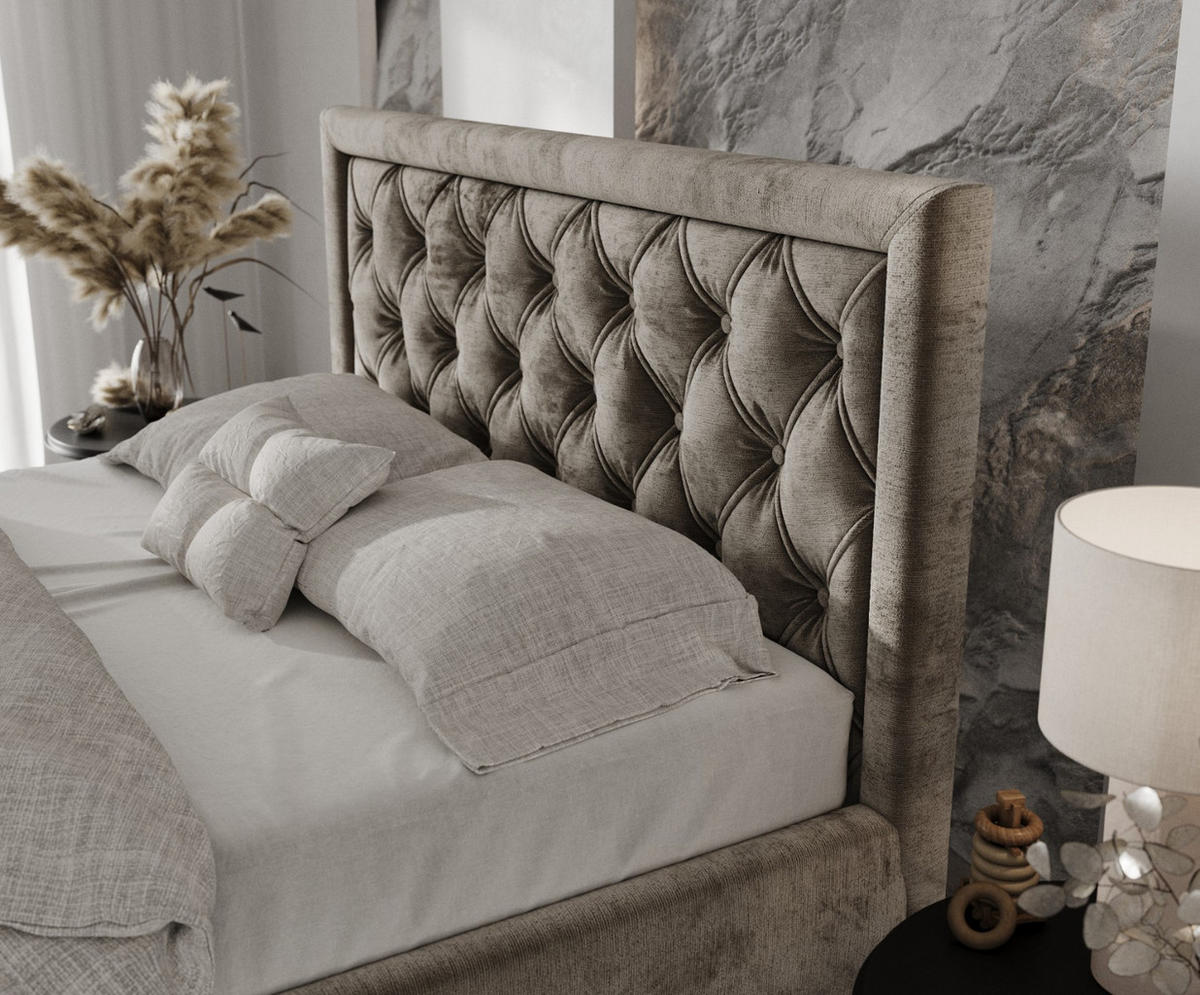 POLSTERBETT Lido 120/200 cm Beige im Lotta Stoff - Beige/Naturfarben, Holz/Holzwerkstoff (120/200cm) - AltaBeds