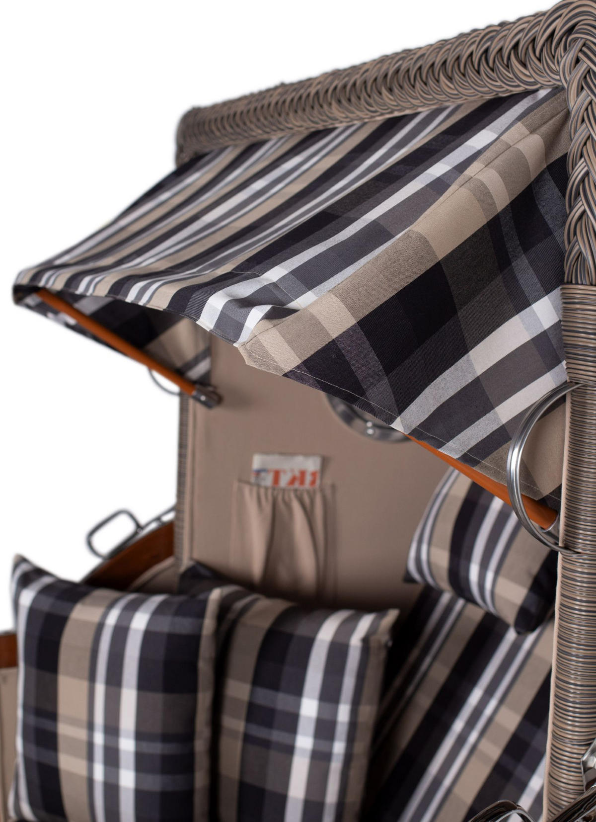 STRANDKORB Komplettset: Ammersee Mahagoni Bullauge - PE grau - Modell 583 - Beige/Braun, Holz/Kunststoff (125/165/80cm) - bene living