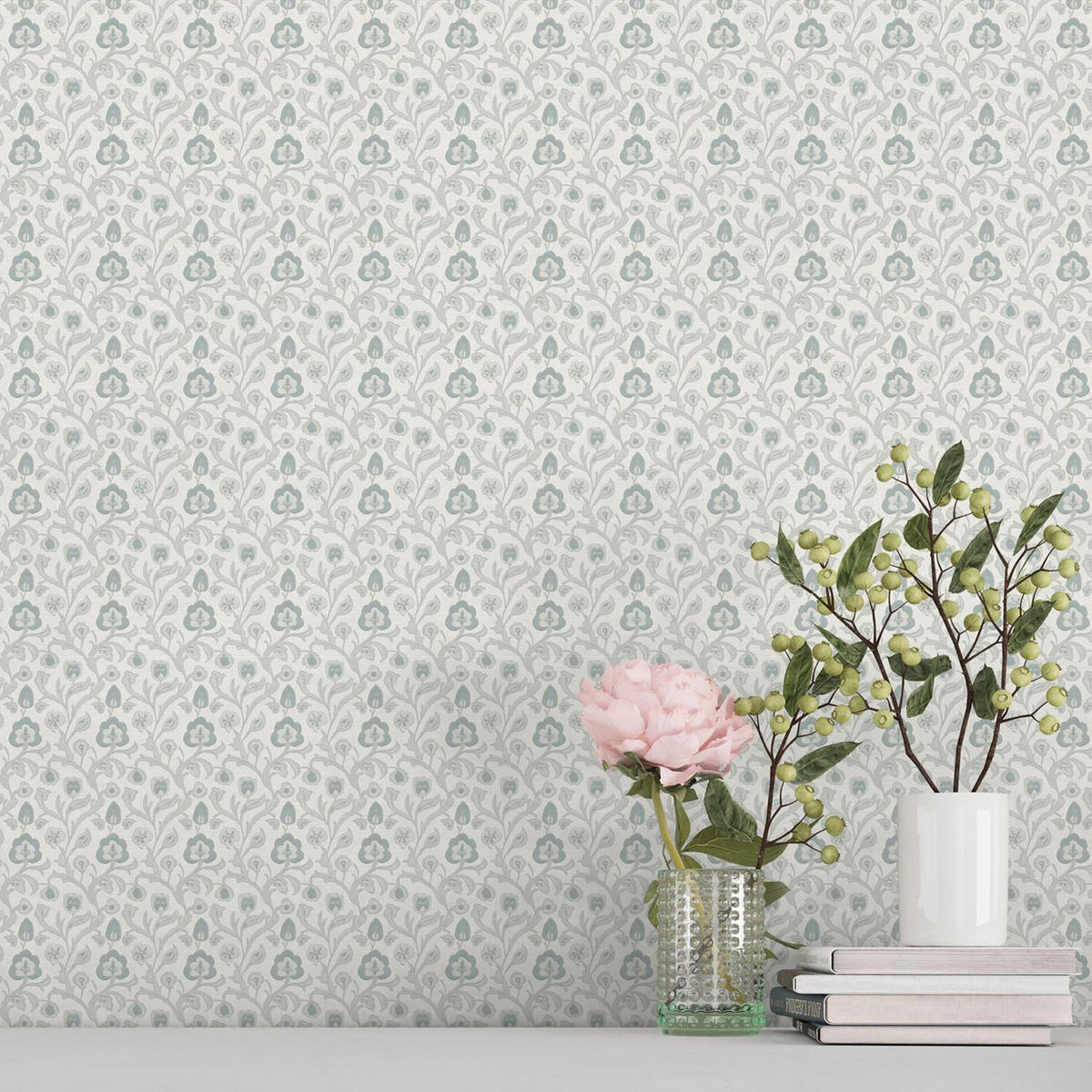 TAPETE Blumenmuster 53 cm x 10 m - Grau, Papier (53/1000cm) - Sanders & Sanders