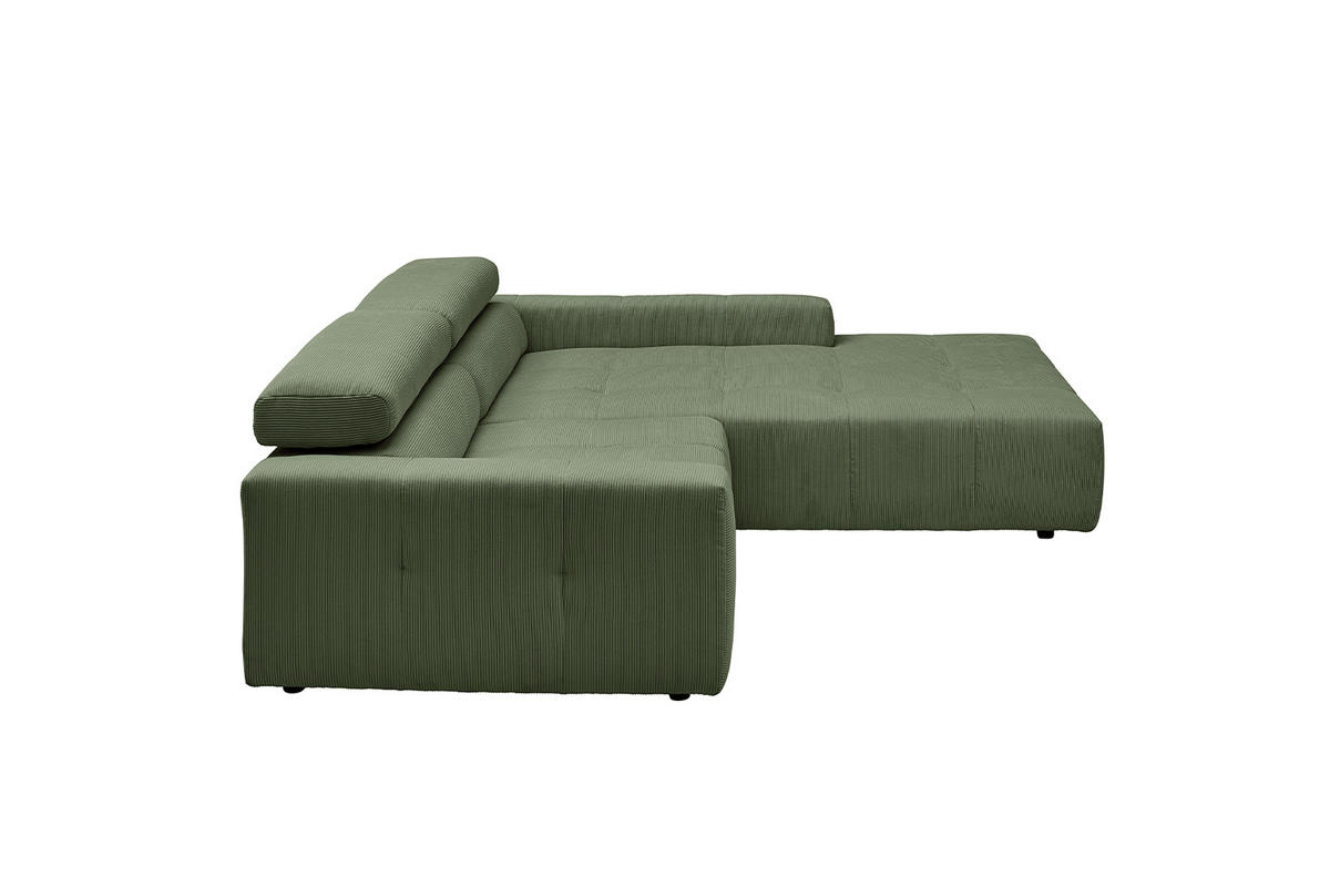 ECKSOFA RENO Grün Cord - Schwarz/Grün, Kunststoff/Textil (258/217cm) - KAWOLA