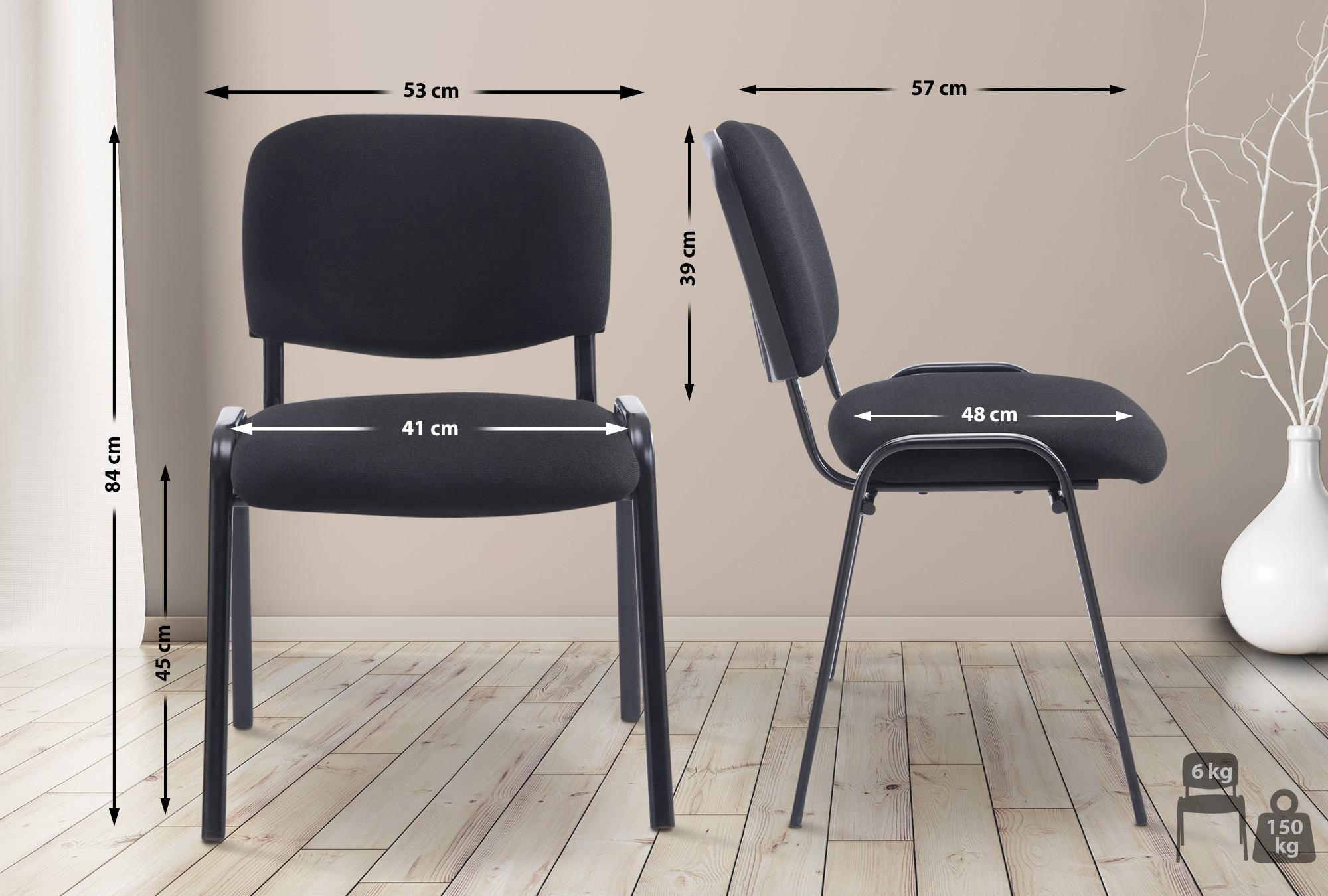 BESUCHERSTUHL Stoff schwarz - Schwarz, Textil/Metall (53/84/57cm) - CLP