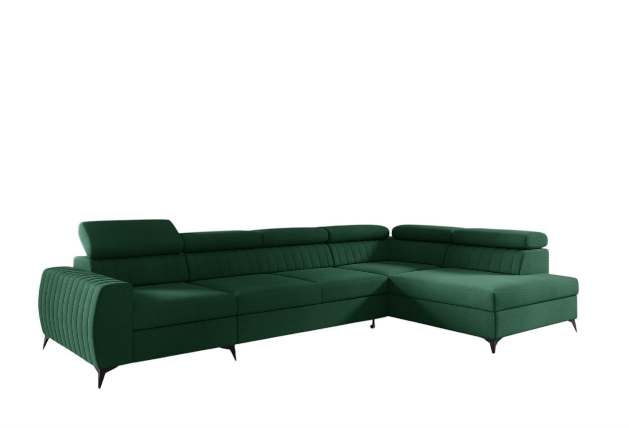 ECKSOFA Toronto Xl - Dunkelgrün, Holzwerkstoff/Textil (340/200cm) - Fun Möbel