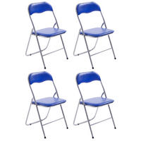 BESUCHERSTUHL 4er Set Lederlook blau/silber - Blau/Silberfarben, Textil/Metall (45/78/45cm) - CLP
