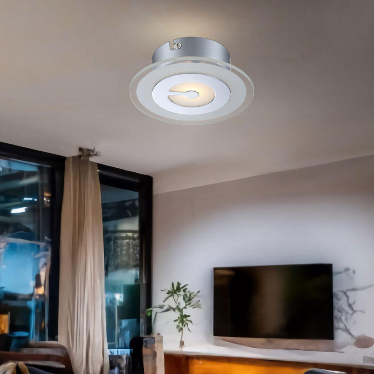LED DECKENLEUCHTE Metall Chrom - Silberfarben, Glas (16/16/5.2cm) - Globo Lighting
