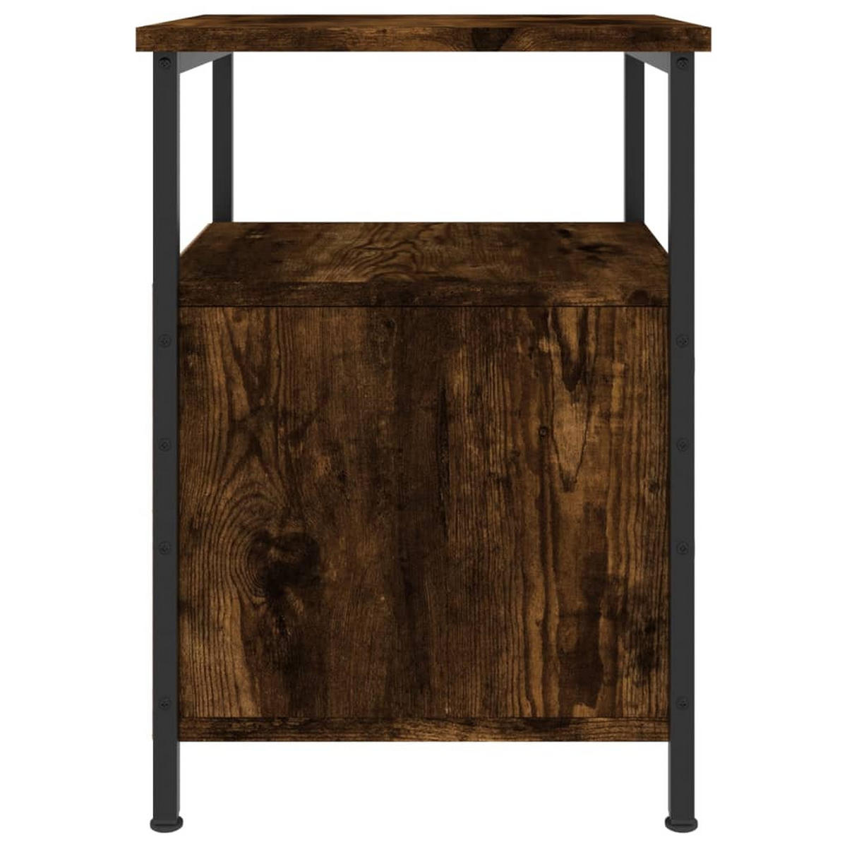 NACHTTISCH 2-teilig mit 2 Schubladen 34/35,5/50 cm aus Holzwerkstoff in Räuchereiche Dekor - Dunkelbraun/Schwarz, Holz/Metall (34/50/35.5cm) - vidaXL