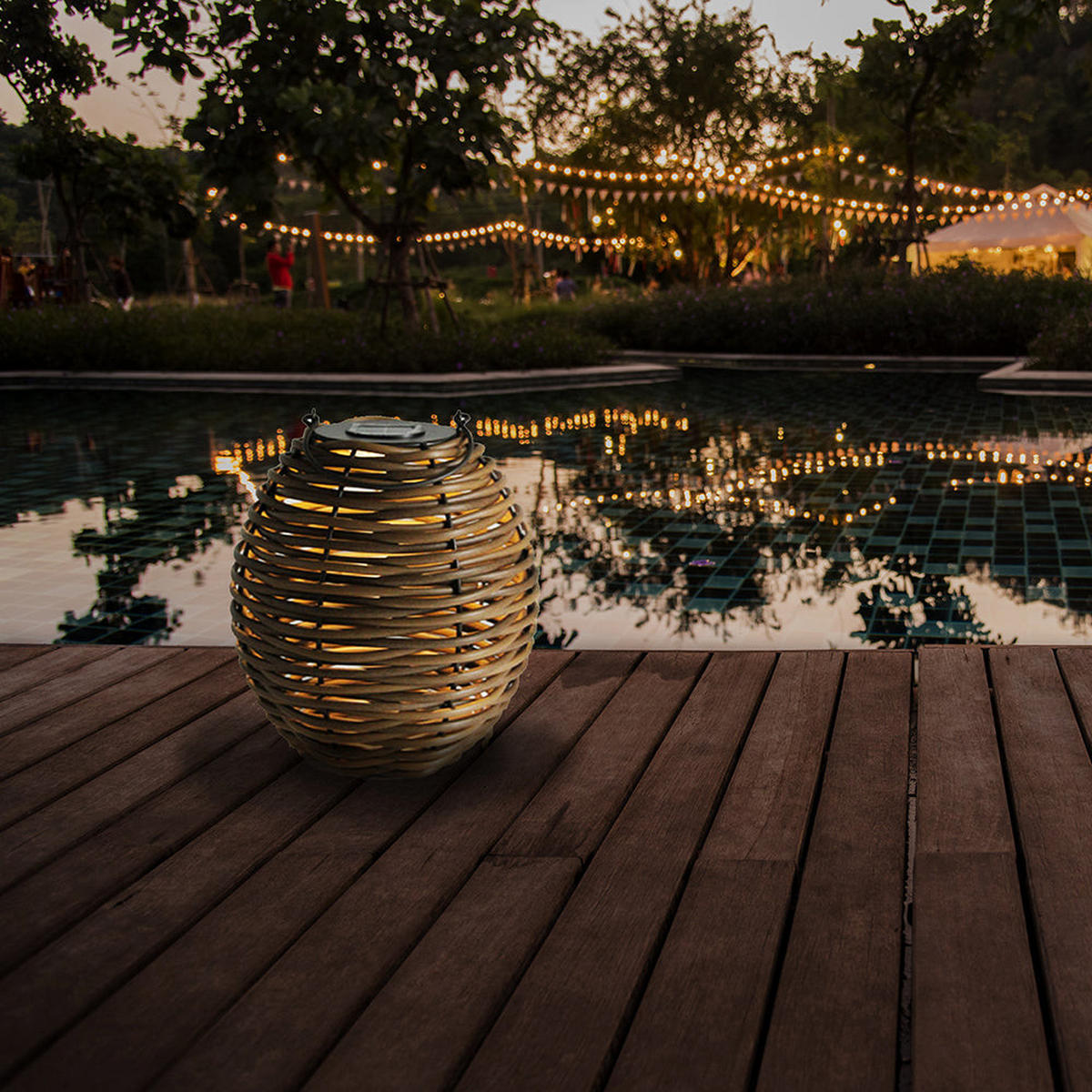 RAFFY H33CM Solar-Batterielaterne - Braun, Kunststoff (31/31/33cm) - Lumisky