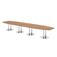 KONFERENZTISCH XXL KT52 130/520/74 cm in Nussbaumfarben/Chromsäulen - Chromfarben/Nussbaumfarben, Holzwerkstoff (130/520/74cm) - bümö