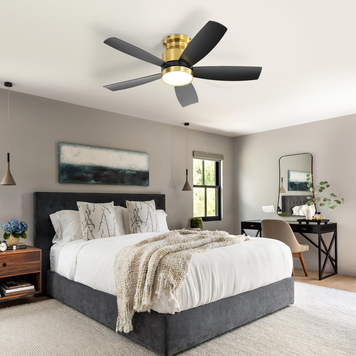 DECKENVENTILATOR DE-16277 42 Zoll mit LED & Fernbedienung Schwarz - Schwarz, Kunststoff (106.68/106.68/36.3cm) - ComfortXL
