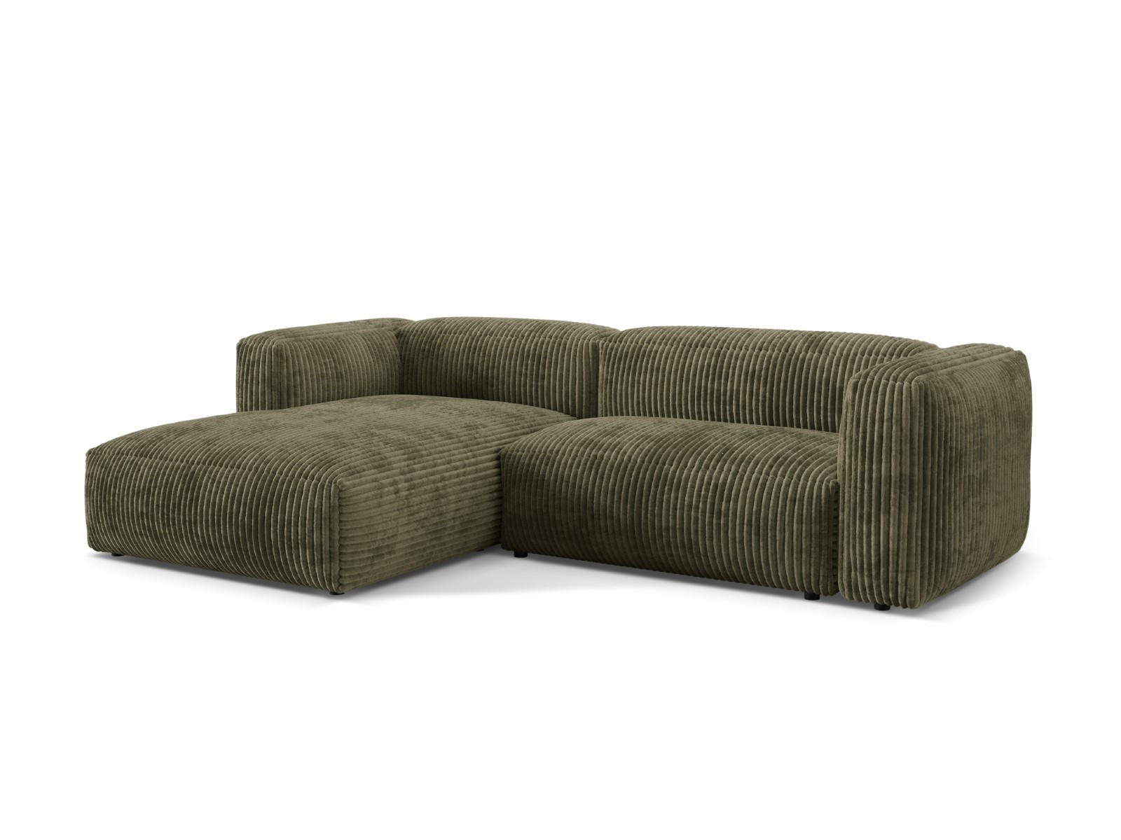 ECKSOFA modular links Martina aus Cord moosgrün 2 Sitzplätze - Salbeigrün, Textil (176/283cm) - Micadoni