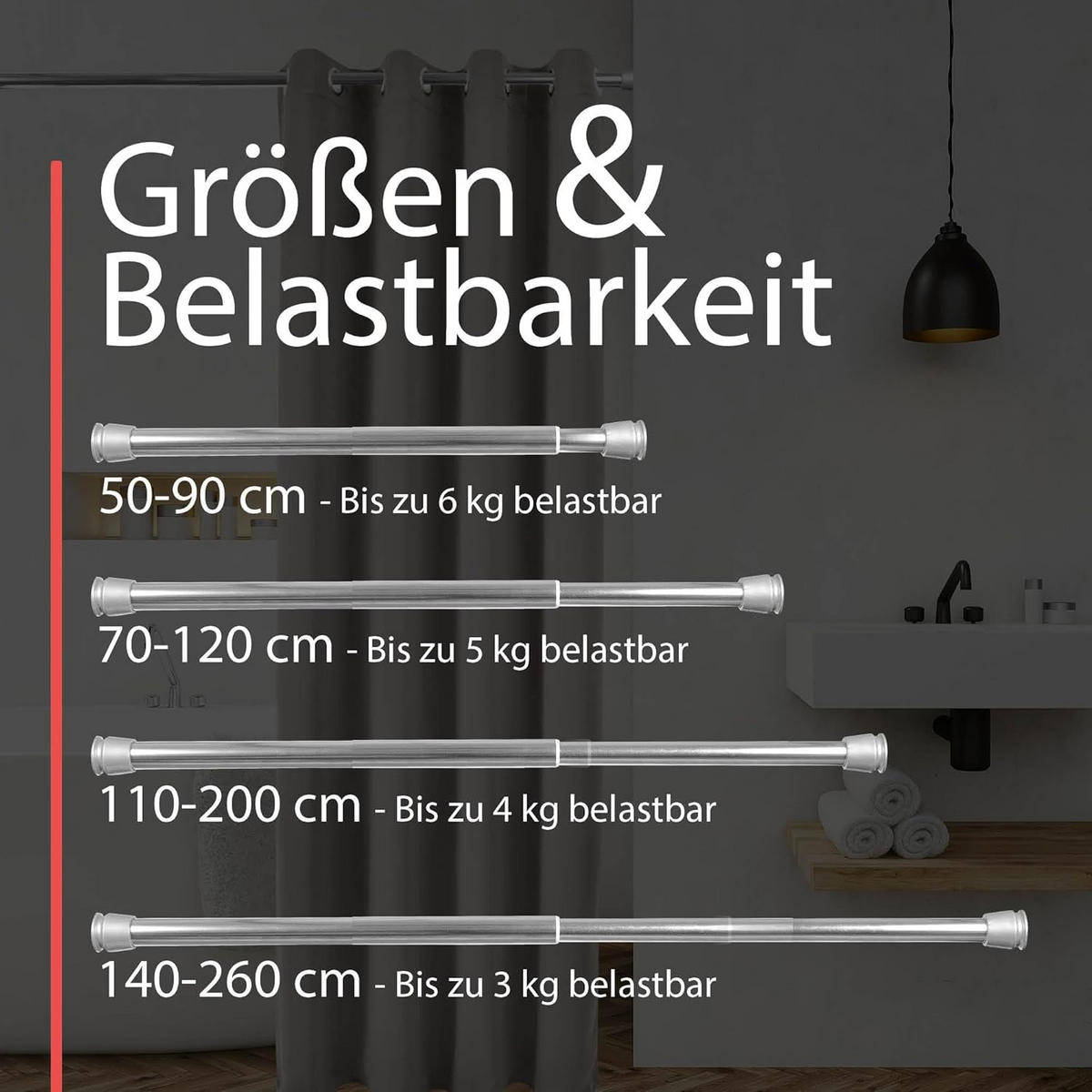 DUSCHSTANGE Neptun 70-120cm Chrome - Chromfarben, Metall (70cm) - BoMoe