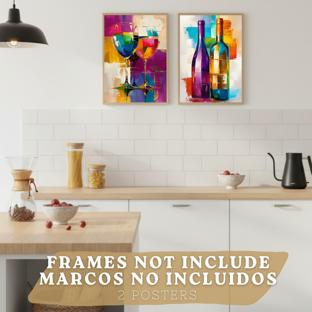 PLAKAT Sada 2 Pop Wine A4 bez rámu - čirá, papír (29.7/1/21cm) - Nacnic