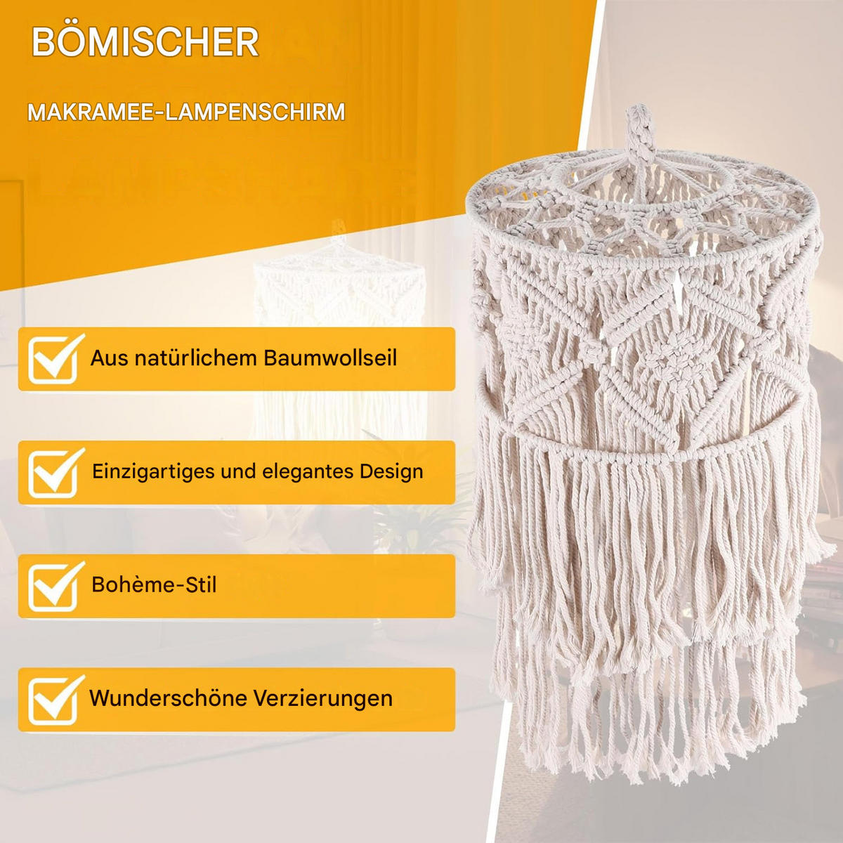 LAMPENSCHIRM Naturfaser Gewebt 45/30/30cm - Weiß, Textil (30/45/30cm) - Authentics