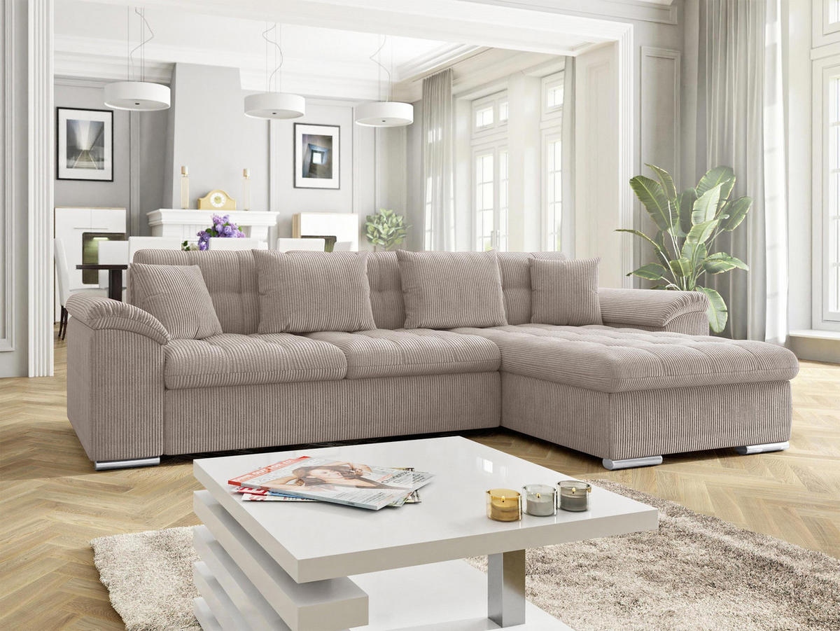 ECKSOFA Diana Cord, Seite: Rechts - Sahara, Holz/Textil (280/160cm) - MIRJAN24
