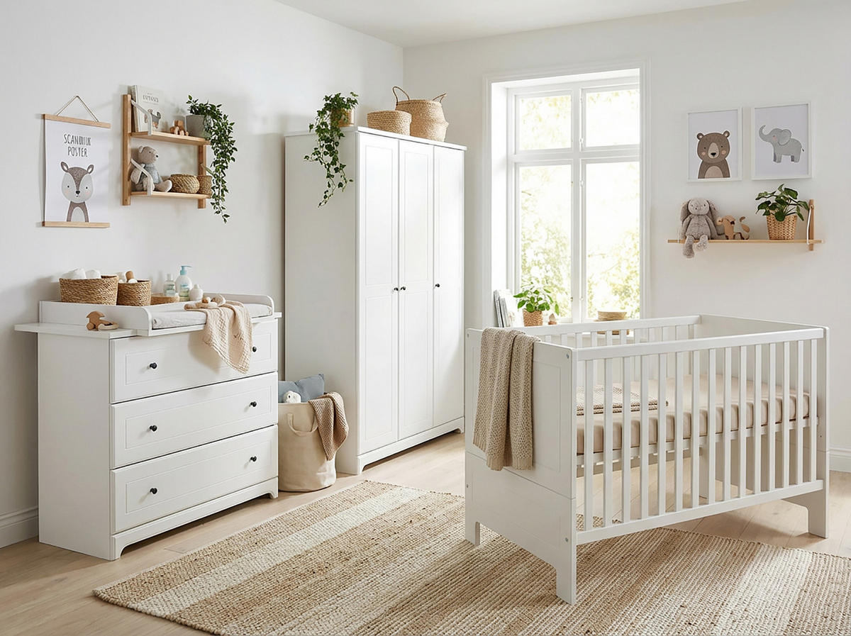 BABYMÖBEL-KOMPLETTSET Thilo 3-tlg. - Schwarz/Weiß, Holzwerkstoff/Metall (200/200/200cm) - arthur berndt