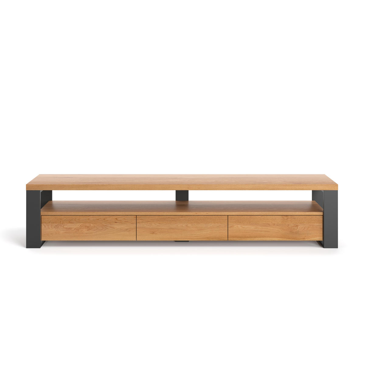 TV-SCHRANK Horizon aus massivem Eichenholz 220 cm - Eichefarben/Naturfarben, Holz (220/45/50cm) - Danzz