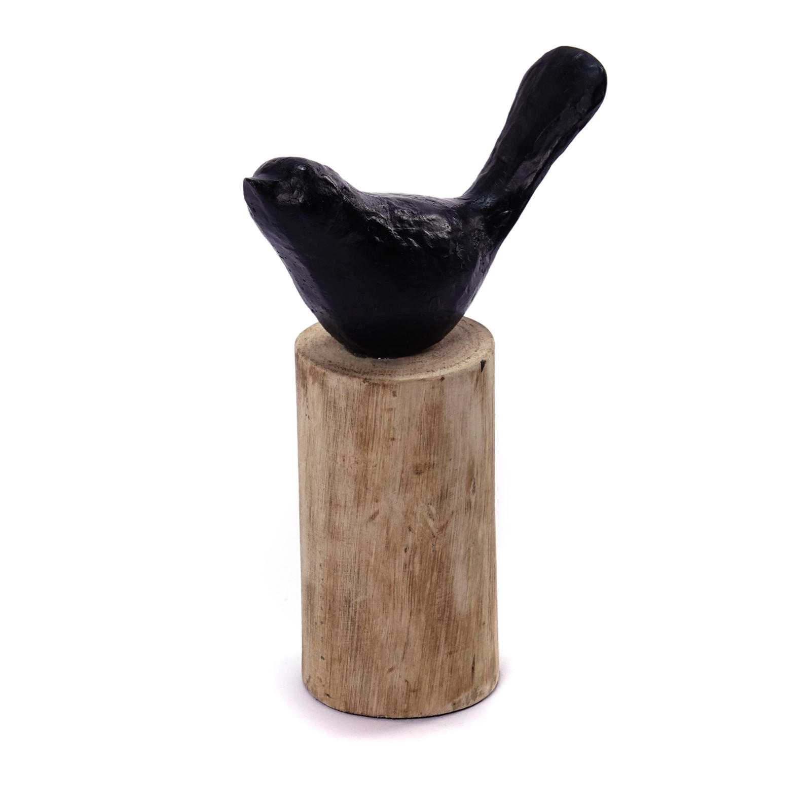 SKULPTUR Vogel Birdy III Mangoholz-Sockel schwarz-natur - Naturfarben, Holz (10/22/15cm) - CREEDWOOD