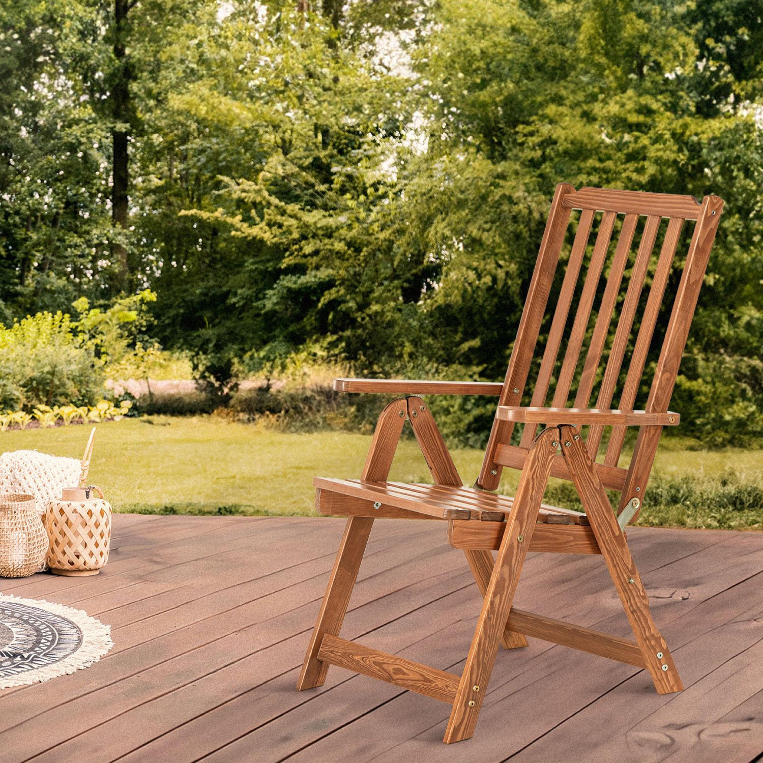 Thumbnail - Konsimo® Gartenstuhl, Braun, Holz, 70x108x65 cm, Gartenmöbel, Gartenstühle, Gartenstühle