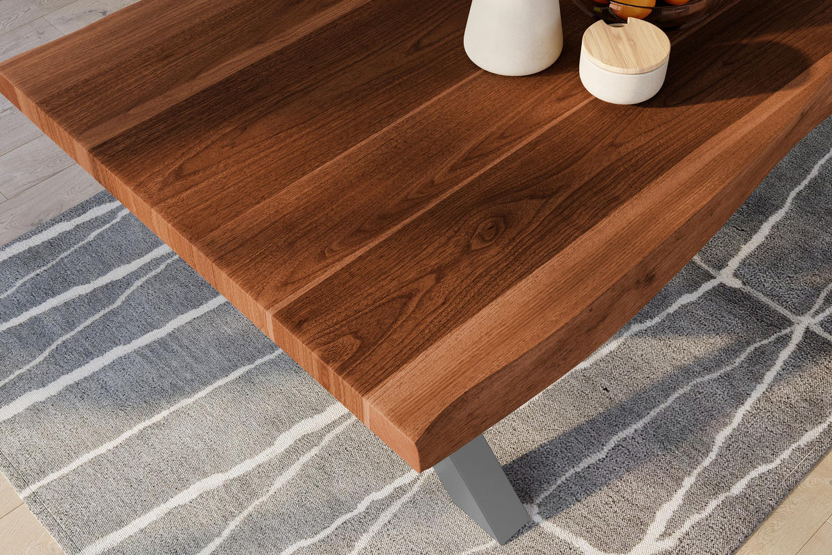 ESSTISCH TITAN - Silberfarben/Braun, Holz (110/280/79cm) - SAM