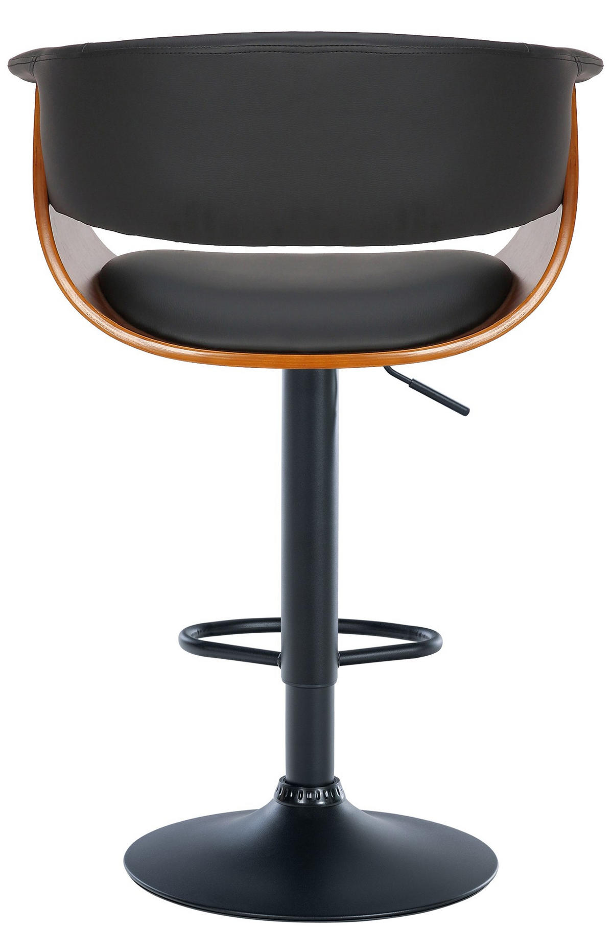 BARHOCKER Lederlook walnuss/schwarz - Schwarz, Textil/Metall (60/90/51cm) - CLP
