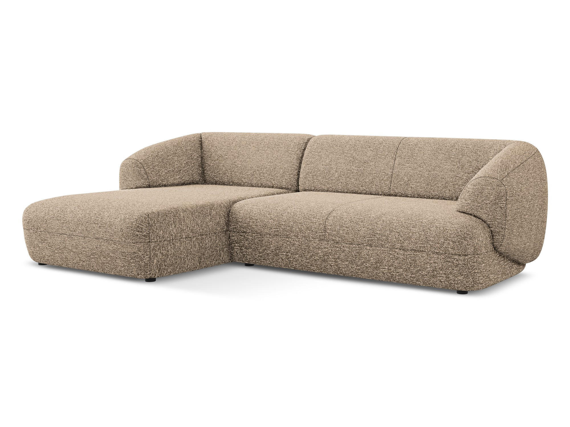 ECKSOFA links Strukturstoff Stoff Beige - Blau/Beige, Kunststoff/Textil (156/280cm) - Makamii