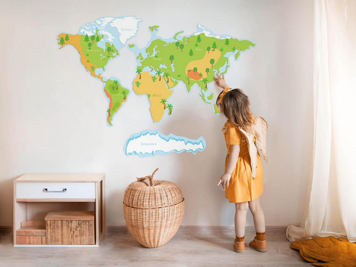 WANDAUFKLEBER 100x143cm - Weltkarte - Multicolor, Kunststoff (100/143/0.1cm) - Wallfluent