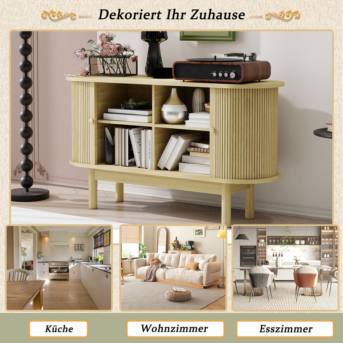SIDEBOARD Holzoptik 138/43/75 cm - Hellbraun, Holzwerkstoff (43/75/138cm) - Urban Meuble