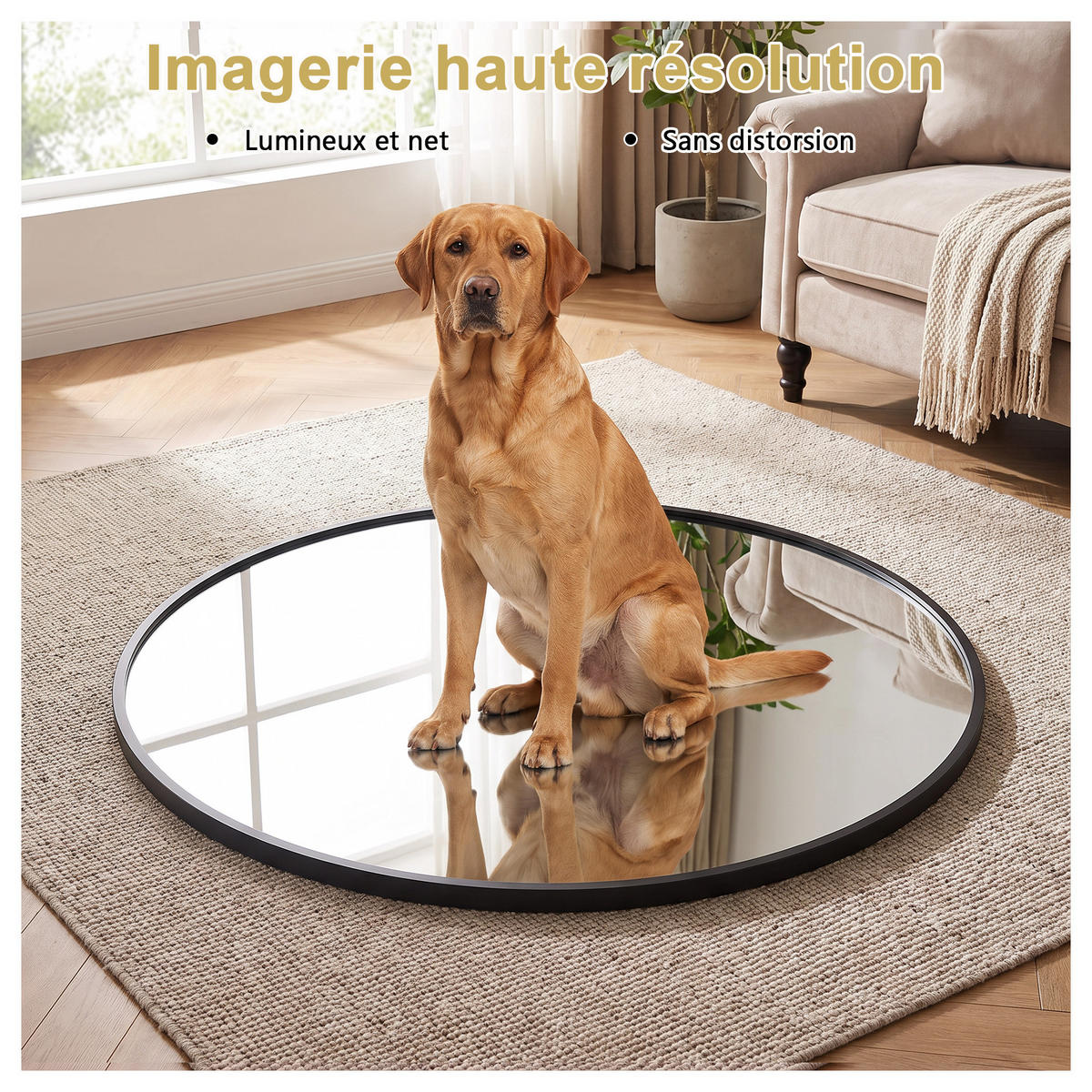 WANDSPIEGEL rund 75 cm aus Sicherheitsglas mit Aluminiumrahmen schwarz - Schwarz, Metall (75/75/3cm)