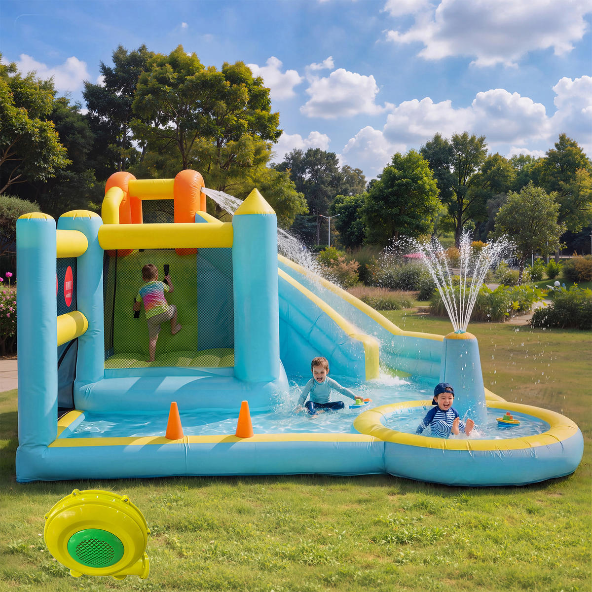 HÜPFBURG Wasserpark 430x390x210 cm - Multicolor, Textil (390/430/210cm) - LEBENLANG