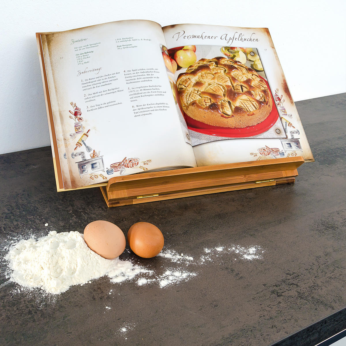 KOCHBUCHSTÄNDER - Hellbraun, Holz/Metall (33/22/22.5cm) - Relaxdays