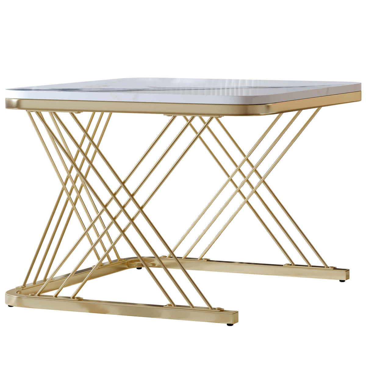 COUCHTISCH 2er Set Beistelltisch Eckig, Gold - Goldfarben, Metall (60/60/45cm)