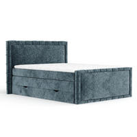 BOXBETT Estelle Blau 140/200 cm im Chenille-Stoff - Blau/Schwarz, Holz/Holzwerkstoff (140/200cm) - Maison de Reve
