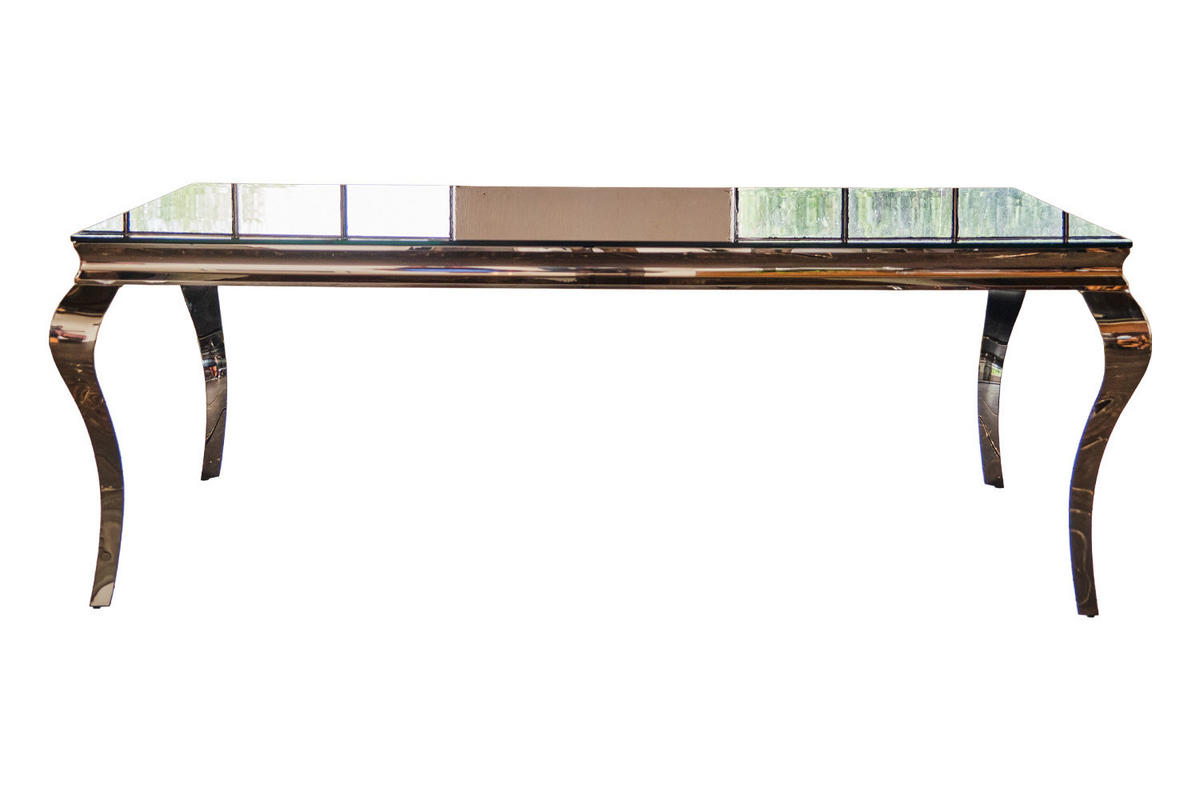 ESSTISCH AMARA Schwarz Glas - Silberfarben/Schwarz, Glas/Metall (200/100/75cm) - KAWOLA