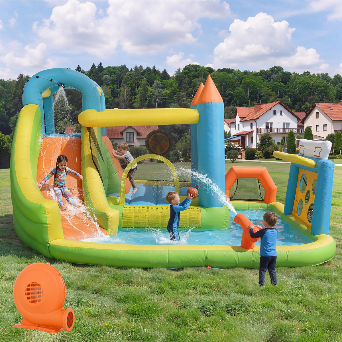HÜPFBURG Kinder 360x320x200 cm Rutsche Pool - Multicolor, Textil (320/360/200cm) - LEBENLANG