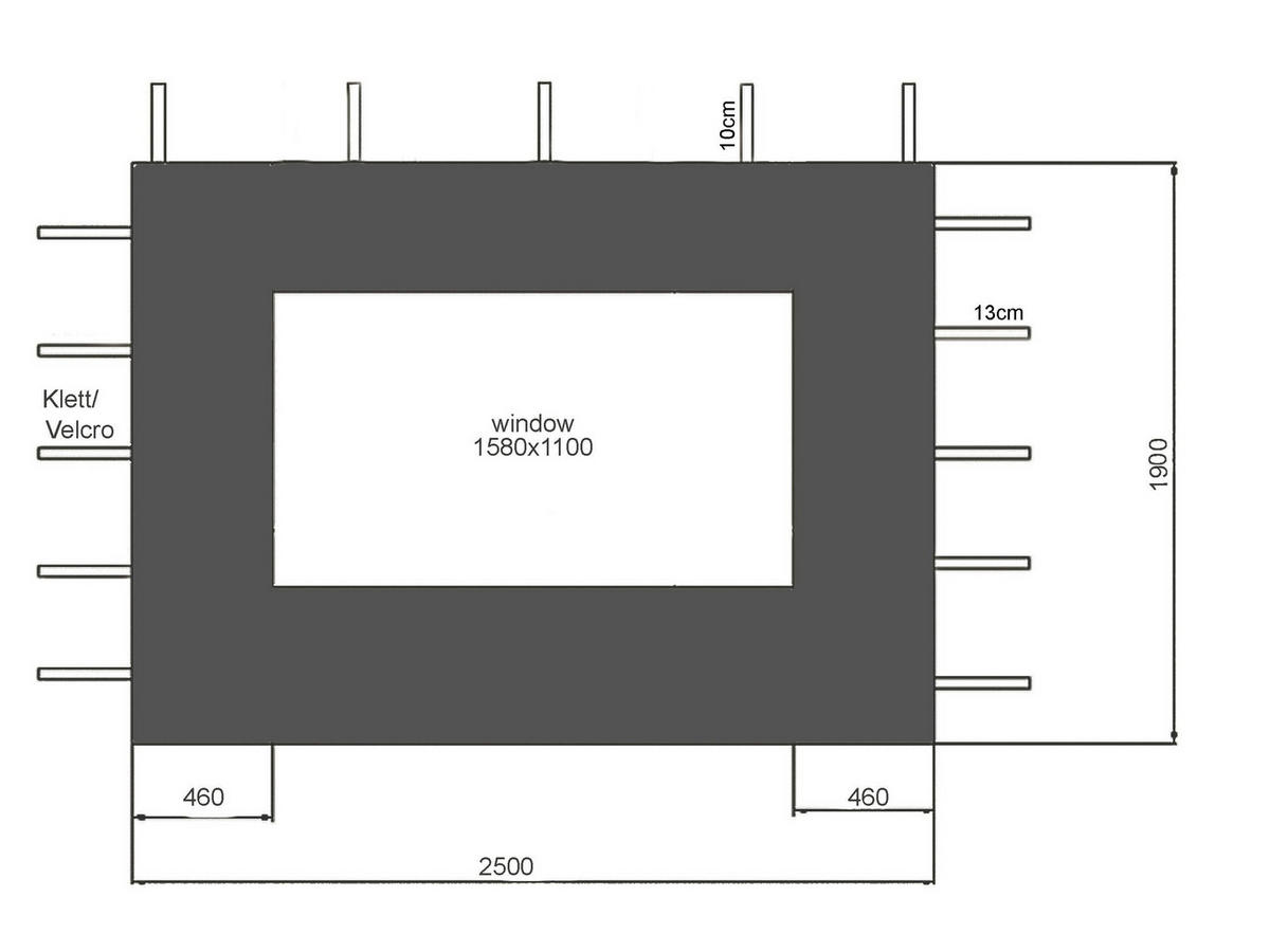 2 Seitenteile mit Fenster für Pavillon Nizza 3x4m Grau - Grau, Kunststoff/Textil (250/190/350cm) - QUICK STAR