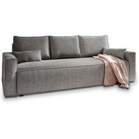 BETTSOFA MENI Grau Kordstoff mit Schlaffunktion - Grau, Textil (232/83/87cm) - MASSENO