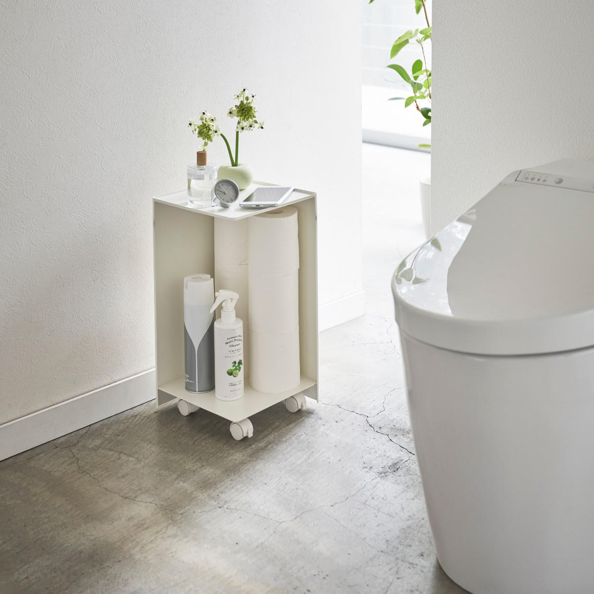 TOILETTENPAPIERHALTER mit rollen - tower 23,5/23,5/43 cm - Weiß, Metall (23.5/43/23.5cm) - Yamazaki