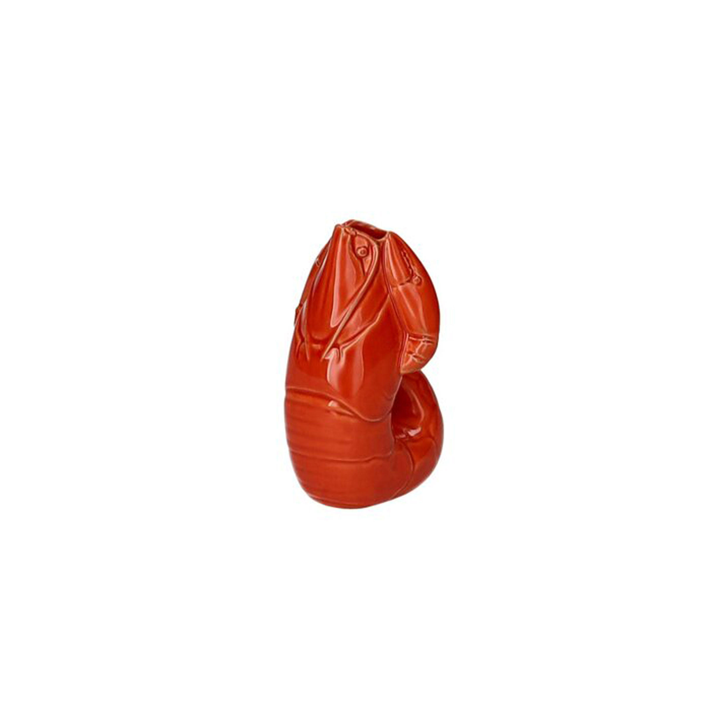 VASE Madame Crevette XS, Hummer-Form, Steingut, Orangerot, H 14 cm - Orange, Keramik (14cm) - Gift Company