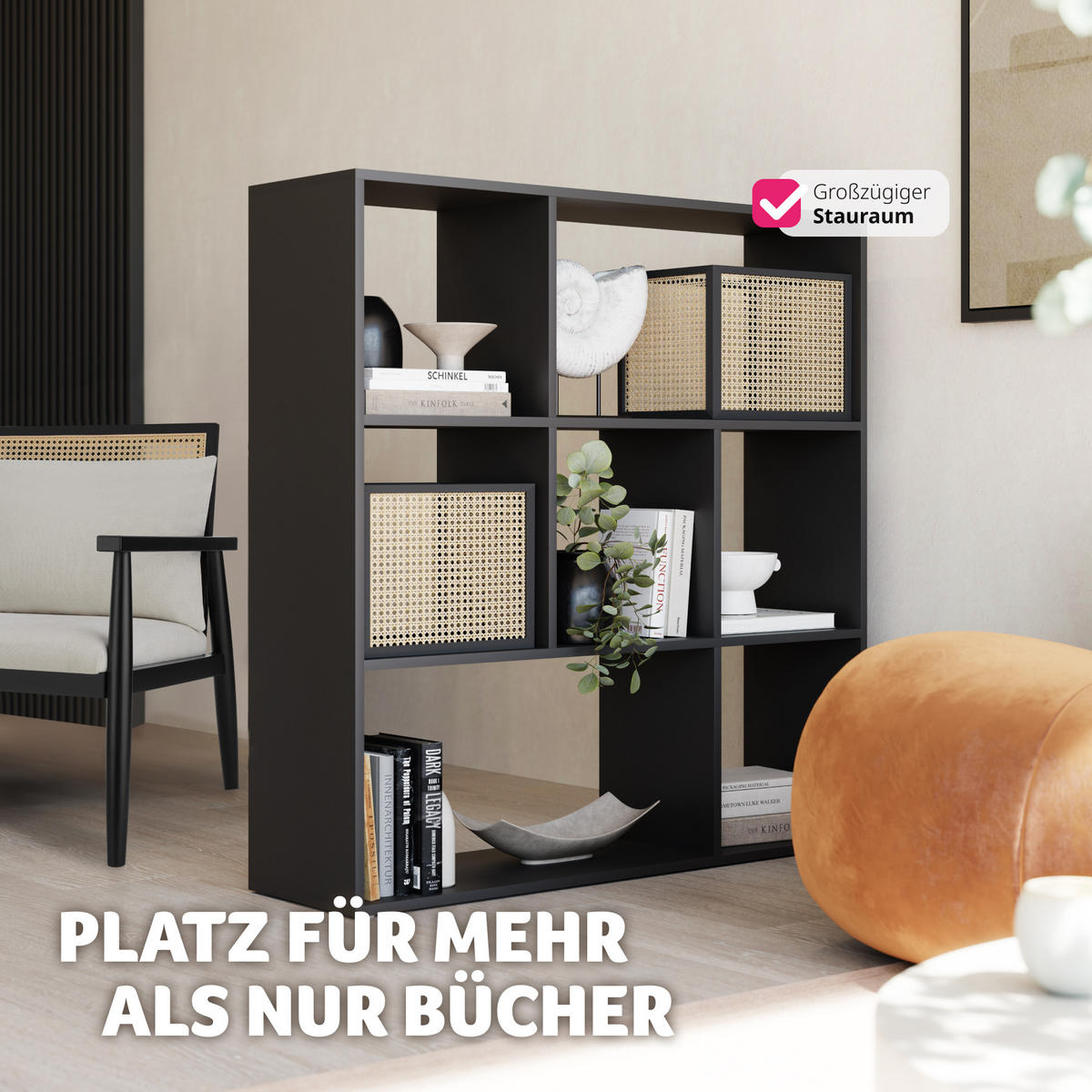 BÜCHERREGAL Tartu,104 x 29 x 107 cm,schwarz - Schwarz, Holzwerkstoff (104/107/29cm) - tectake