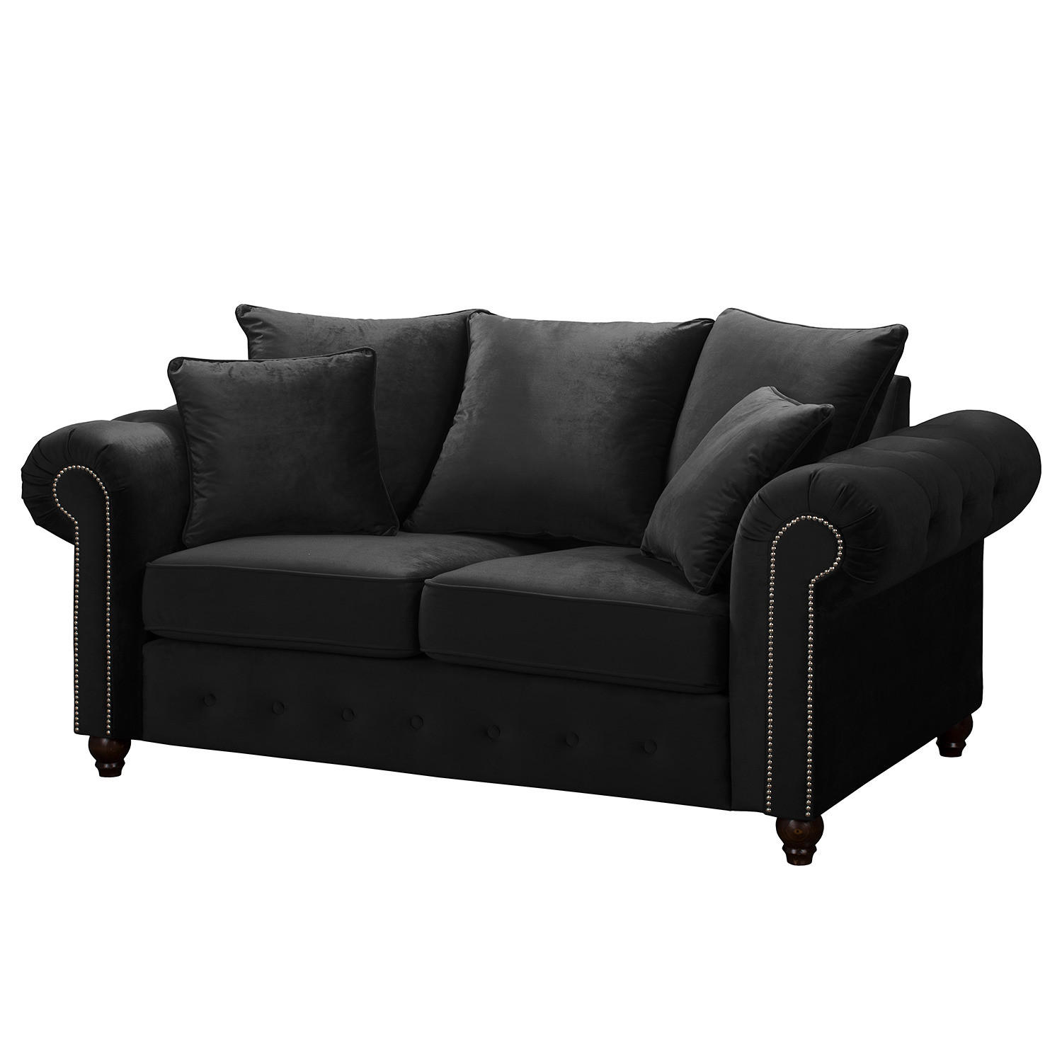 2-SITZER SOFA - Samt - Schwarz, Textil (180/90/93cm) - home24