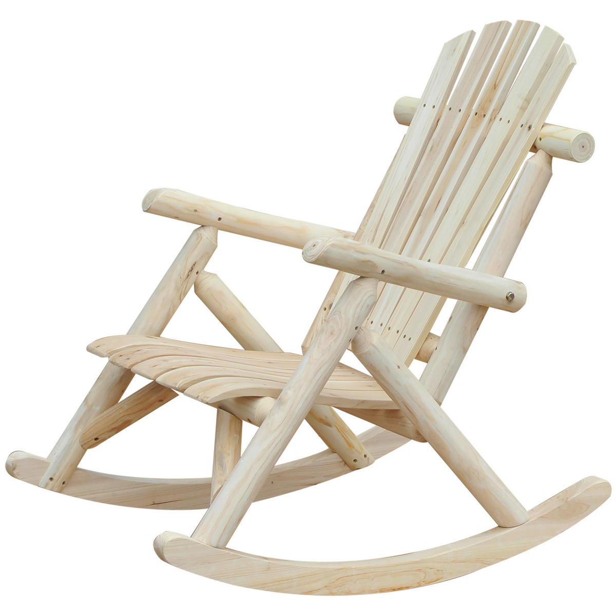 SCHAUKELSTUHL DE-06993 hohe Rückenlehne, wetterfest, bis 113 kg Natur - Naturfarben, Holz (66/98/96cm) - ComfortXL