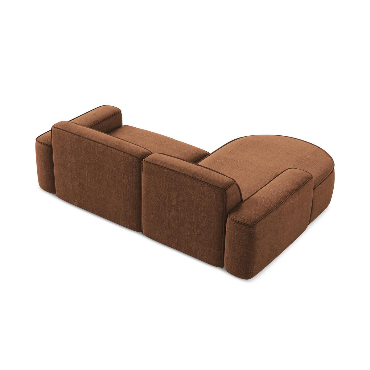ECKSOFA Links Strukturstoff Orange - Terracotta/Schwarz, Holzwerkstoff/Kunststoff (224/166cm) - LaMiaSofa