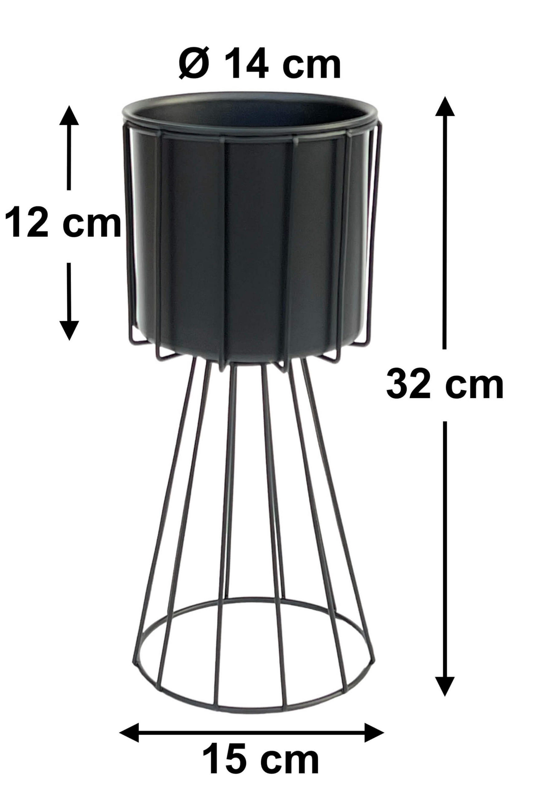BLUMENHOCKER Metall Schwarz 32 cm - Schwarz, Metall (15/32/15cm) - DanDiBo