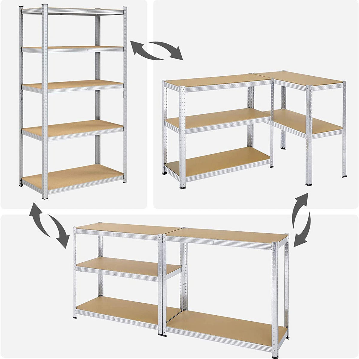 STANDREGAL 2ER-SET - Silberfarben, Metall (100/200/50cm) - Hansiro
