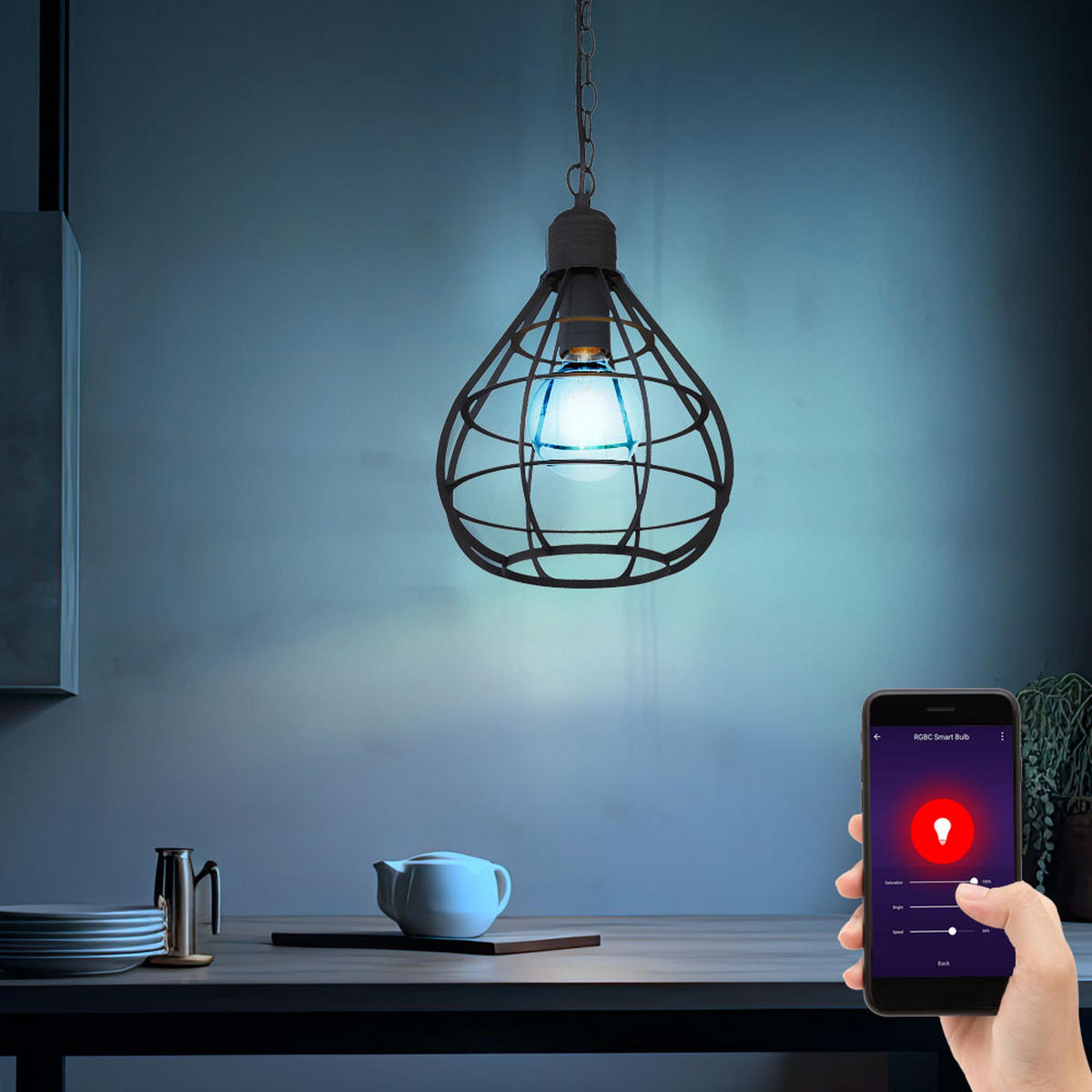 LED HÄNGELEUCHTE Metall Schwarz Gitteroptik - Schwarz, Metall (25/25/120cm)