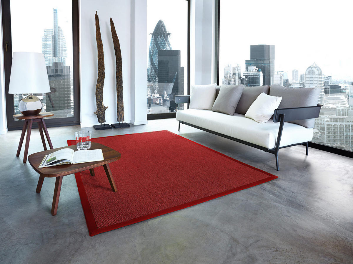 TEPPICH Sisal Manaus rubin/mohnrot 300x300cm - Rot, Textil (300/300cm) - Astra