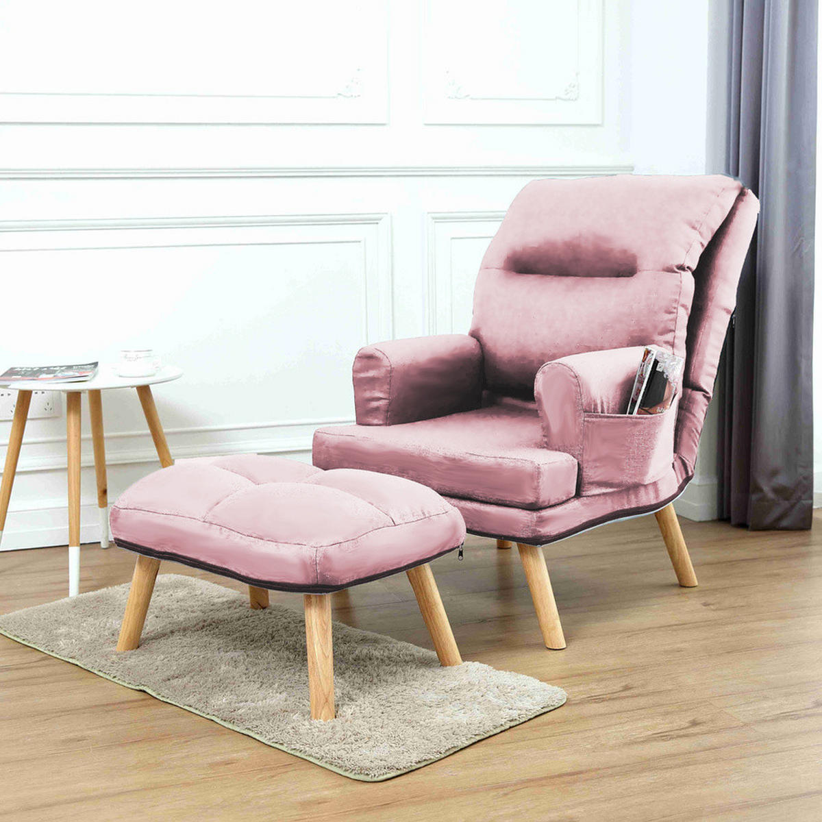 SESSEL Memo mit Fußhocker Rückenlehne 5-stufig einstellbar, rosa - Rosa, Kunststoff (107/95/66cm) - Margaret Hadas24