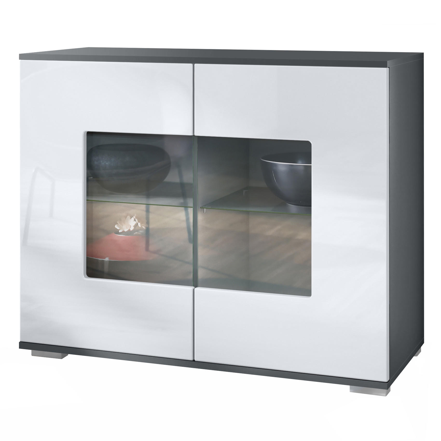 Vladon Kommode Weiß Hochglanz 92.5x75.5x35 cm