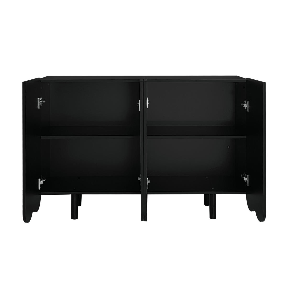 SIDEBOARD mit Metallfüßen und Rillen-Design - Weiß, Holzwerkstoff/Metall (120/80/37.5cm) - Urban Meuble