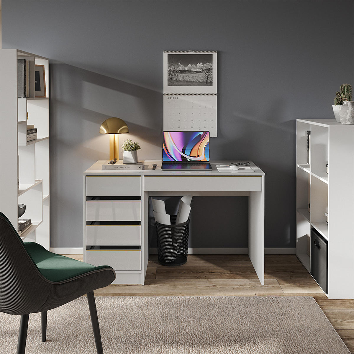 STÔL Sherry Biely vysoký lesk - biela s vysokým leskom, kompozitné drevo (120/55/75cm) - Vicco